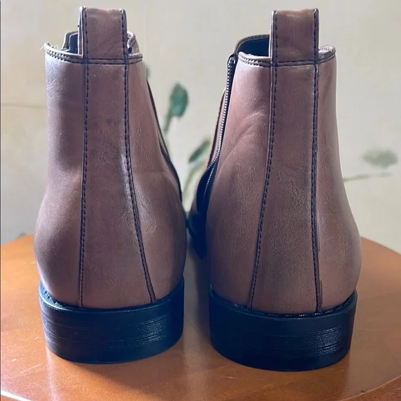 Franco Vanucci Men's Brown Leather Zip and Stretch Chelsea Boots - Picture 9 of 12